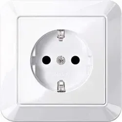 Merten SCHUKO-Steckdose alpinweiß/gl volle Abdeckplatte MEG2300-1025