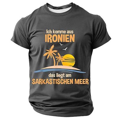 Lustiges Ironie Sarkasmus Herren Graphic T-Shirt Deutsches Wortspiel 'Ich komme aus der Ironie' Tropisches Design T-Shirt