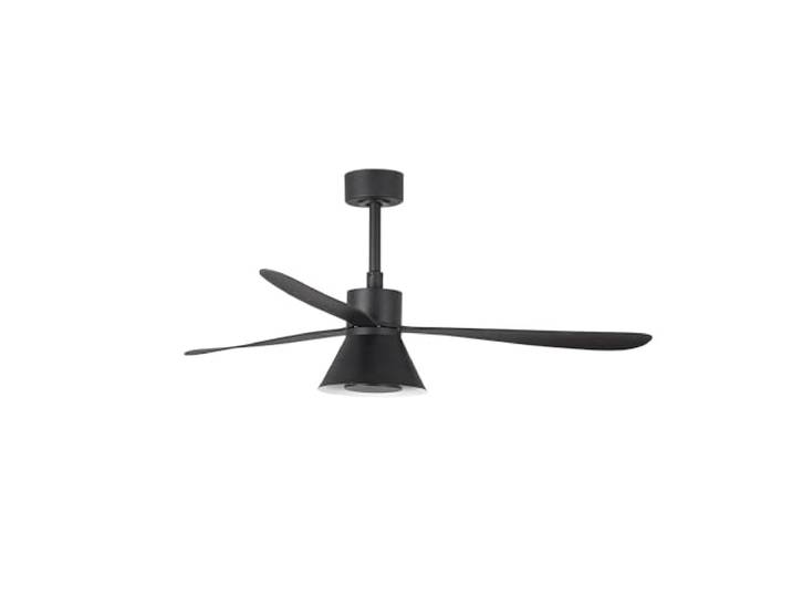 Faro Amelia Großer, kegelförmiger, schwarzer Deckenventilator mit LED, 6 Geschwindigkeiten