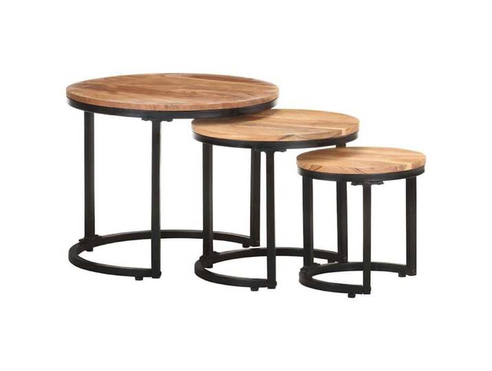 Tables d'appoint d - 31x32 cm - 41x39 cm - 52x44 cm - Bois d'acacia - Multicolore - Design Artisanat Français - Pour Intérieur