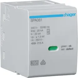 Hager SPA081 Steckmodul L-N/PEN Uc 350V Iimp 25kA Up 1.5kV für SPA80x