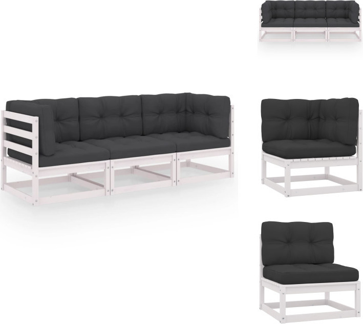 vidaXL 3-Sitzer-Gartensofa mit Kissen Kiefer Massivholz - Gartensofas