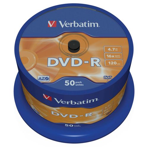 1x50 Verbatim DVD-R 4,7GB 16x Speed, matt silver