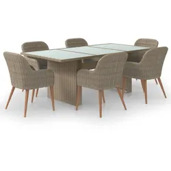 Helloshop26 - 7-teiliges Gartenmöbel-Set braunes Rattan Gartenmöbel 02_0014385