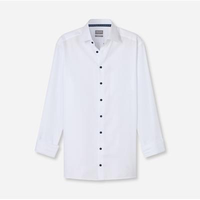 Businesshemd OLYMP "Luxor Comfort Fit New-Kentkragen", Herren, Gr. 44, N-Gr, weiß, Web, Obermaterial: 100% Baumwolle, comfort fit normal, 2-Knopf-Manschette, Hemden, kontrastfarbene Details an Krageninnenseite, comfort fit