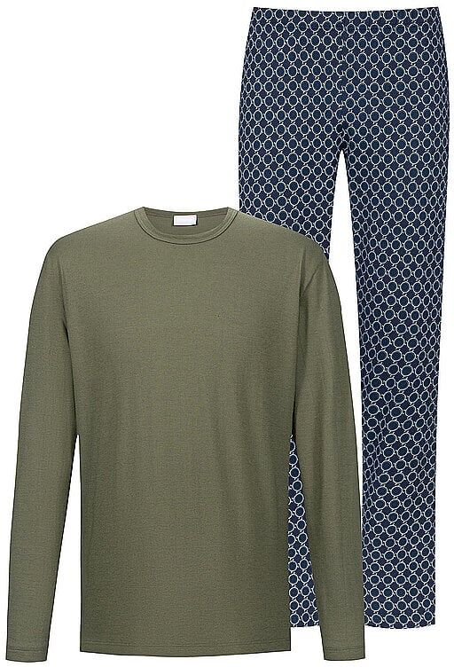 MEY Pyjama SLEEK CIRCLES black forest green olive   M M