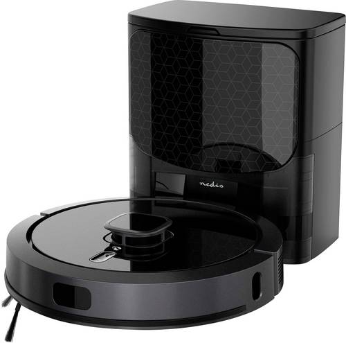Nedis WIFIVCL002CBK Saug-und Wischroboter Schwarz kompatibel mit Amazon Alexa, kompatibel mit Google Home, Sprachgesteuert, App