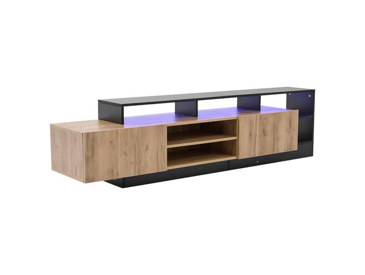 ComfortXL Lowboard De-40310 mit LED-Beleuchtung Holz/Schwarz, 40x48.5x190 cm, Wohnzimmer, TV Möbel, Lowboards, Lowboards stehend