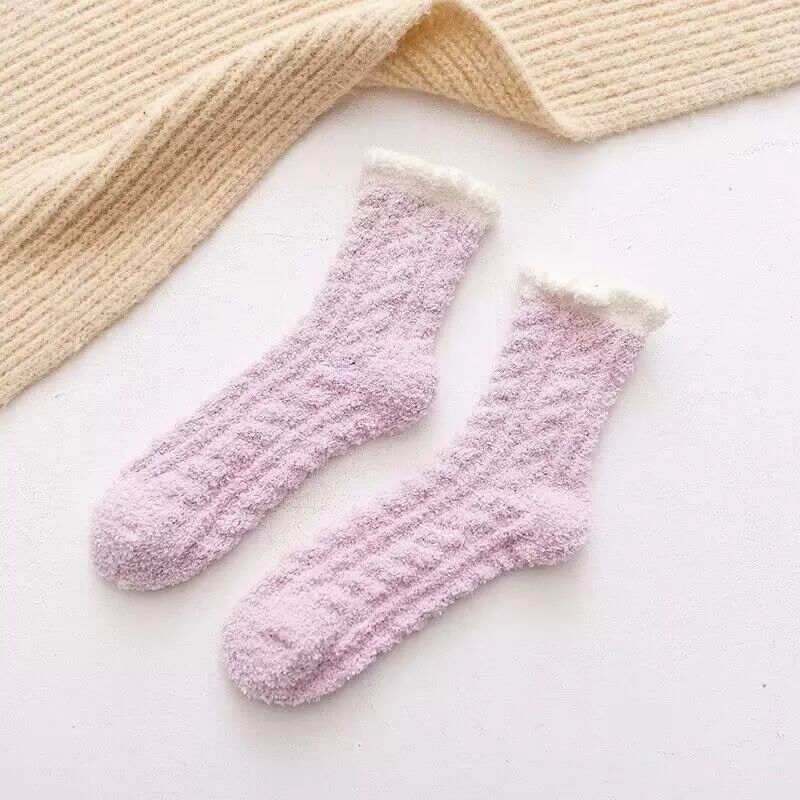 INF Coral Fleece Flauschige Socken mit Zopfmuster (6 Paar) - Einheitsgröße