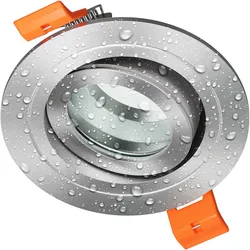 ledscom.de Bad-Deckeneinbaurahmen ERID, Feuchtraum, Badezimmer, IP44, rund, schwenkbar, aluminium matt