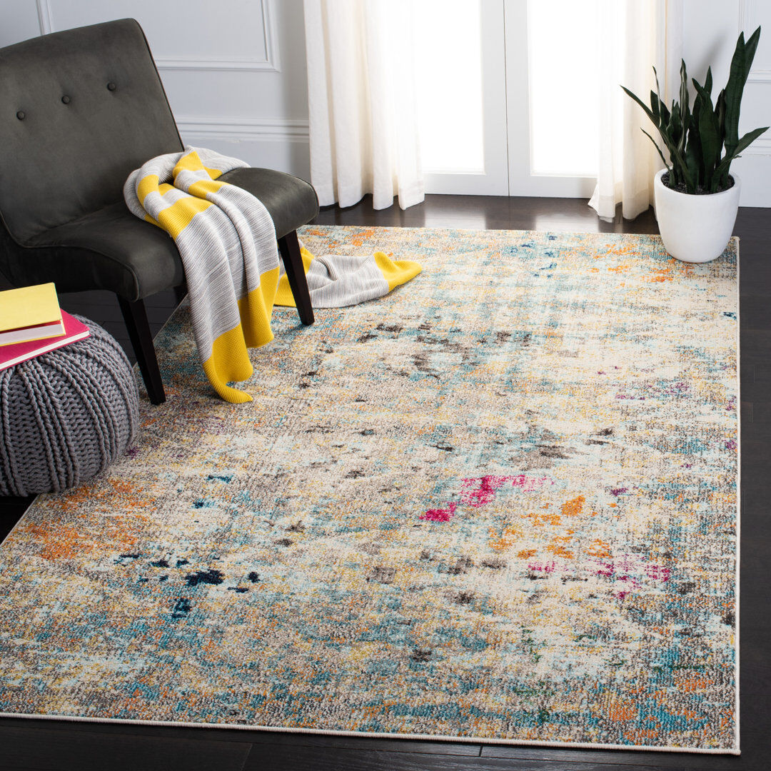 Bloomsbury Market Mayorga Abstract Area Rug Gold;Gray Rectangle 122 x 183 cm