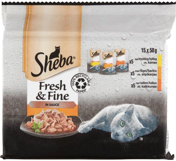 Sheba Fresh&fine; Portionsposer, Fjerkræ, 15x50g