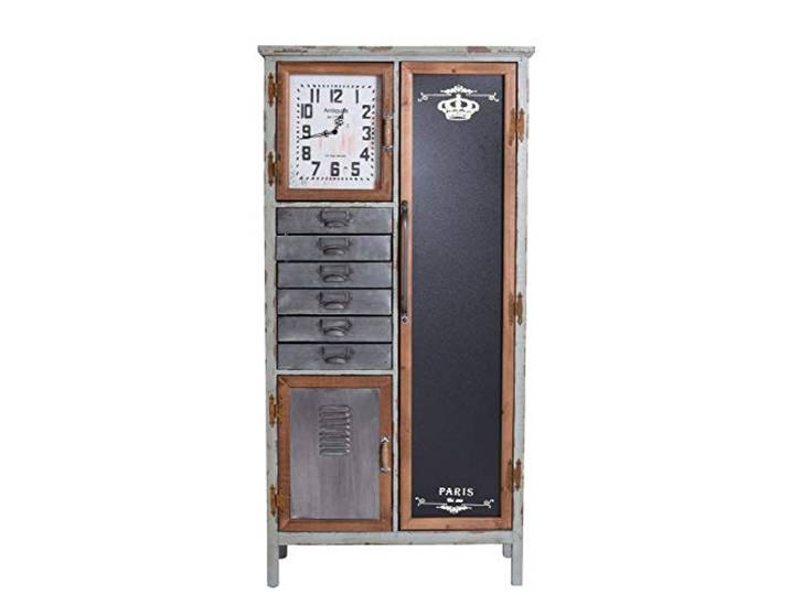 Schubladenschrank „Paris LOFT“ – Industrial Kommode Holz & Metall Schrank mit Uhr & Stauraum Vintage Hochkommode lof023 Palazzo Exklusiv