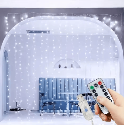 Inspire Curations Remote Control USB LED Curtain Lights white 3mx2m 200led