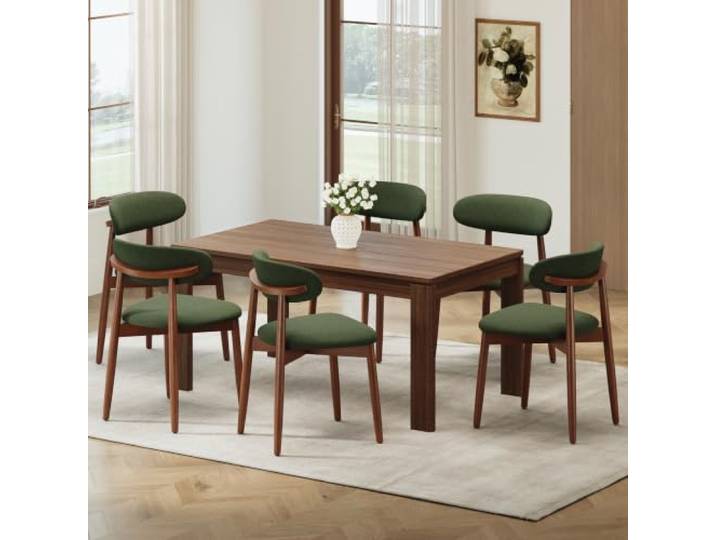 COLAMY Esszimmerstuhle 6er Set, Stühle Esszimmer, Küchenstühle Hochdichter Schaumstoff, Atmungsaktives Gewebe Stoffbezug, Gepolsterte Sitzfläche, Sitzstuhl für Küche Wohnzimmer Haushalt & Café, Grün