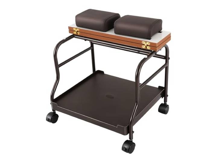 Bepritm Tragbarer Pedikürewagen, 3-in-1 Maniküre & Fuß & Salon Spa Trolley mit 4 leisen Rädern, Pediküre Fußstütze Stand Hocker 18kg Kapazität Fußwagen für Salon, Heimgebrauch, Fußpflege (Kaffee)