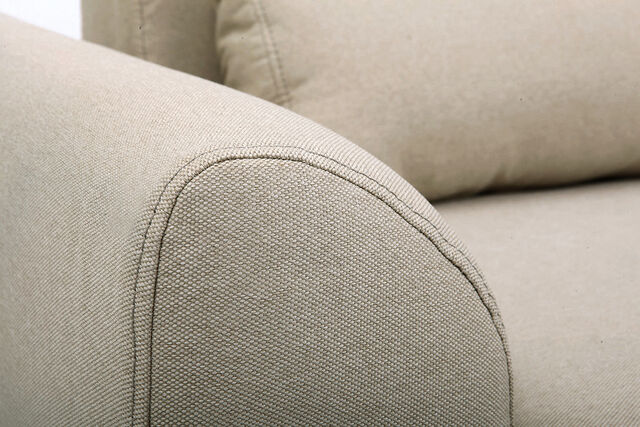 Miliboo Design-Sofa 3 Plätze Stoff naturfarben Eichenbeine EKTOR