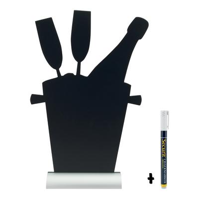 Securit® Tischtafeltafel - Silhouette Champagner - Aluminium Sockel - Kreidestift inklusive