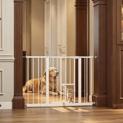 Kodotan sofa "Baby Gate with Cat Door, 29.5-44.1"" Metal Pet Door for Stairs & Doorways,Pressure Mounted,No Tools Needed, White"