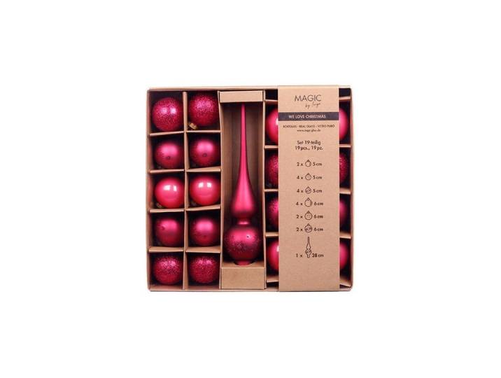 Weihnachtsbaumkugel INGES CHRISTMAS DECOR mit Baumspitze 19 Stück , pink, H:28cm, Glas, Weihnachtsbaumkugeln, Weihnachtsbaumkugel