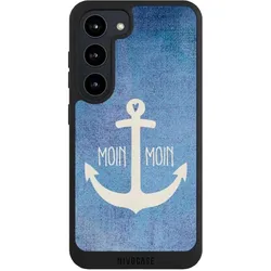 Nivocase Handyhülle für Samsung Galaxy S23 Hülle NIVOpure Case Schwarz Anker Blau maritim (Samsung Galaxy S23), Smartphone Hülle, Blau, Schwarz