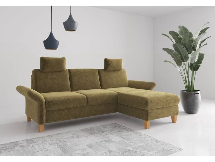 Ecksofa, 251x164 cm, Polyester, Grün, Mit Bettfunktion & Armteilverstellung, Klassisch, Home-affaire