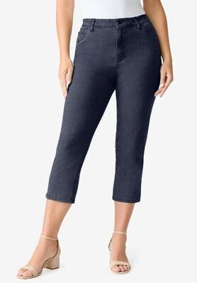 Plus Size Women's Plus Size 24/7 Capri Jean by Denim 24/7 by Roamans in Dark Wash (Size 22 T)