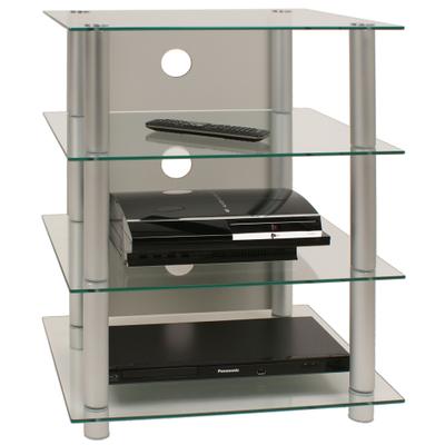 Media-Regal VCM "Hifi Möbel Rack Alu Glas Phono Mediaregal Blados", weiß (klarglas), B:59cm T:49cm, Regale, TV-Board