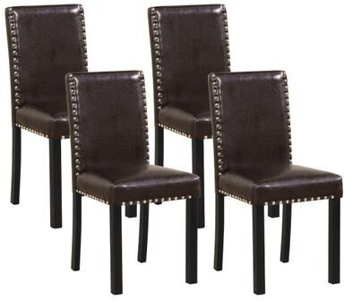 Costway Set of 2/4 Dining Chairs Faux Leather Upholstered Parsons Kitchen Chairs-Set of 4