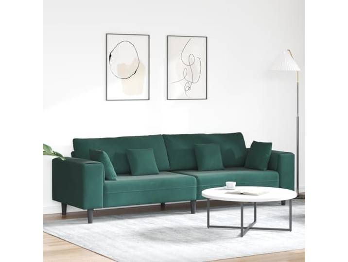 HEFZGDB Modernes Samtsofa Dunkelgrün 208 cm mit Kissen – Elegantes Wohnzimmer Sofa aus hochwertigem Samt und Holzwerkstoff, schlankes Design für Entspannung und Unterhaltung,