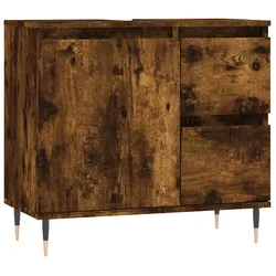 Helloshop26 - Badschrank Holzwerkstoff 65 x 33 x 60 cm viel Stauraum Industrie-Stil Raucheiche