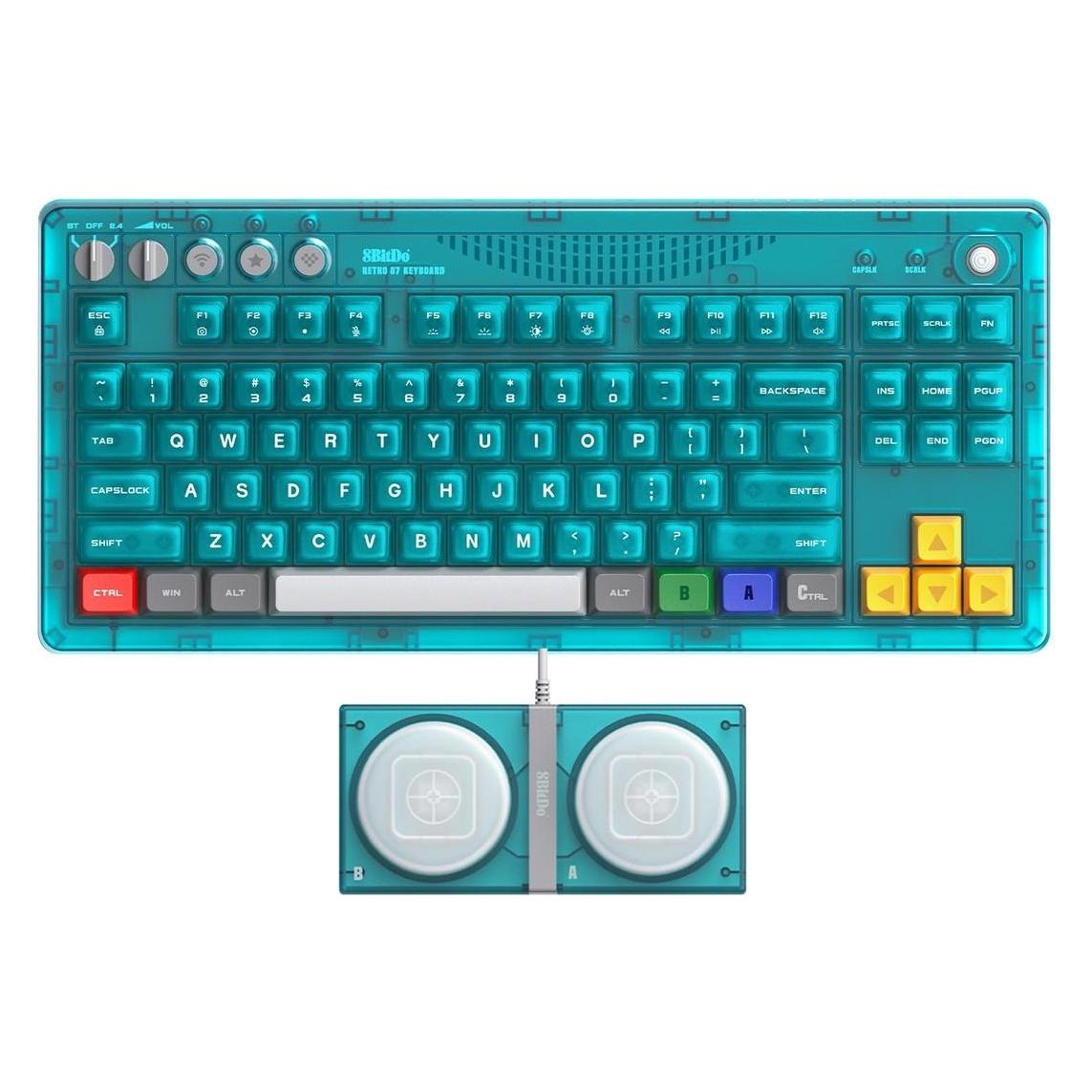 8bitdo Mechanical Keyboard - Clear Blue - Gaming Tastatur - US International - Bl (Eng. Int., Kabelgebunden, Kabellos) (6922621509325)