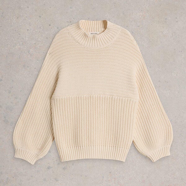 White Stuff Marley Mix Cotton Jumper Pale Ivory