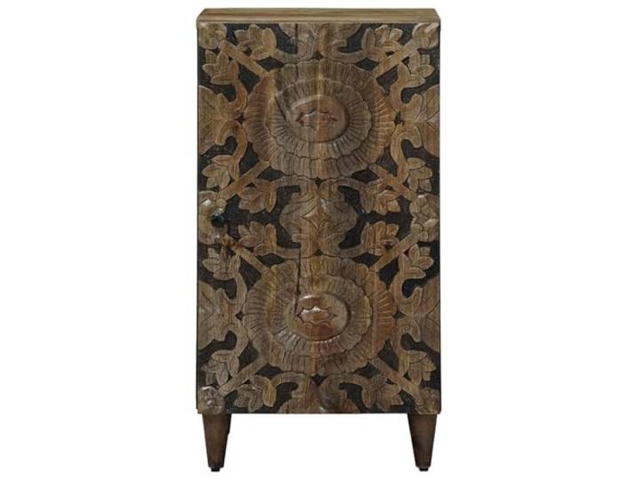 KTHLBRH Sideboard braun 40 x 33,5 x 75 cm Mangoholz massiv Füße aus Metall, 1 Tür, pflegeleicht, modernes Design, schnelle Montage