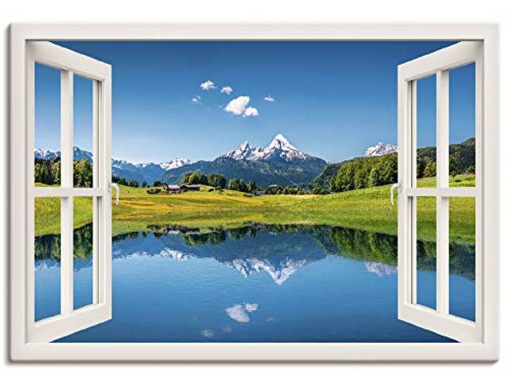 ARTLAND Wanddeko Leinwand Bilder Wandbild Landschaften Fensterblick T4RC