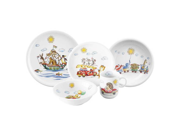 Seltmann Weiden Kindergeschirr SET Compact Flinke Flitzer bunt 5-tlg., Mehrfarbig, Keramik, 2x2x2 cm, Füttern, Kindergeschirr & Kinderbesteck