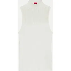 Gestricktes Top mit transparenter Partie Weiß S