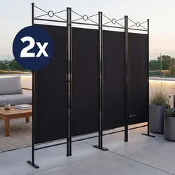 Casaria 2x Paravent Raumteiler Sichtschutz Verstellbar Schwarz