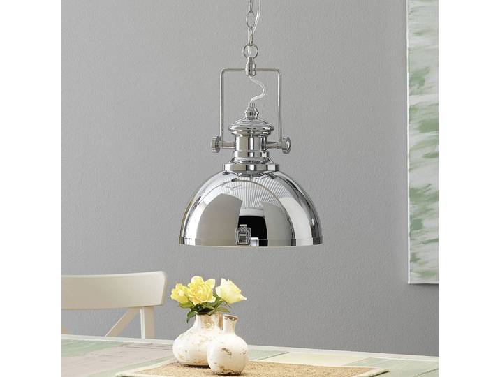 Searchlight Hängelampe Metal, dimmbar, chrom / silber, für Wohn- / Esszimmer, Metall, Industrielles Design, Pendelleuchte