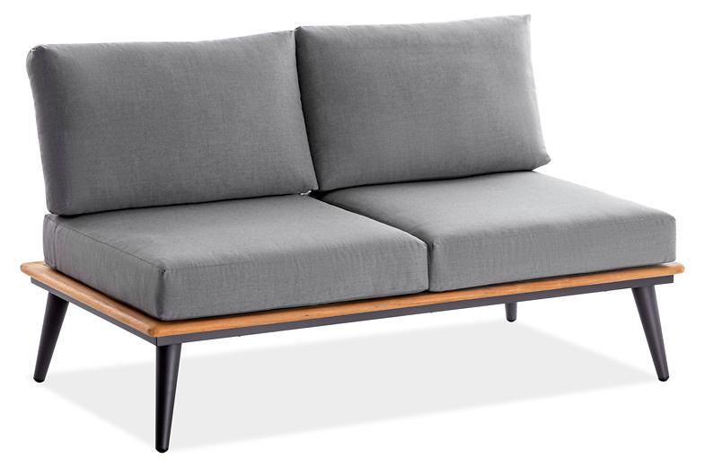 Loungesofa Serrax 2-Sitzer 147x81 Polster Grau Teakholz Gestell Alu Anthrazit