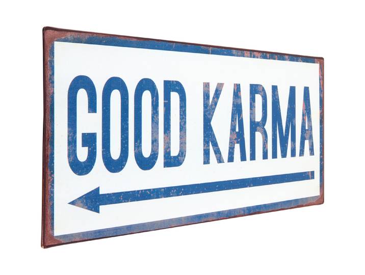 Metall Schild 30x13 cm Good Karma