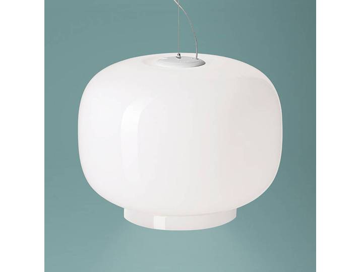 Design hanglamp Chouchin 1 Bianco, dimbaar, wit / opaal, Keuken, Glas, Design, hanglamp