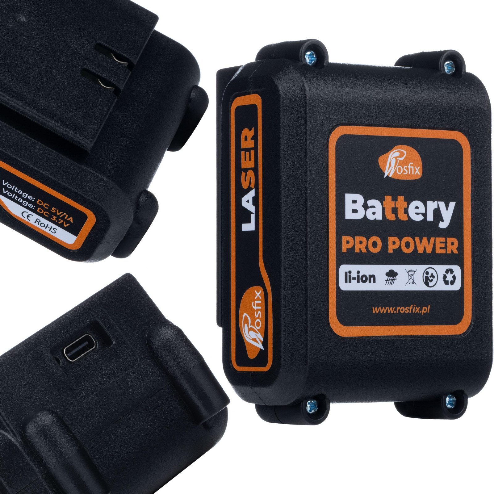 ROSFIX Accu Pro Power 3600 mAh Li-Ion Accu 3,7V 5V/1A USB-C voor Kruislijnlaser