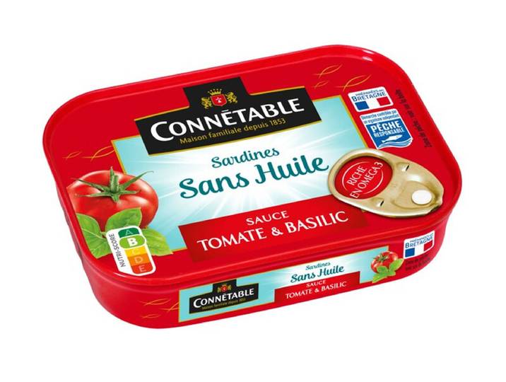 CONNETABLE Sardines aux Tomates et Basilic, 1/6 Boîte 115 g