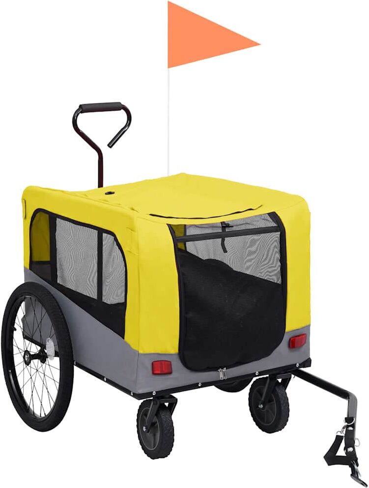 vidaXL Remorque de vélo pour chiens et poussette 2-en-1 jaune et gris