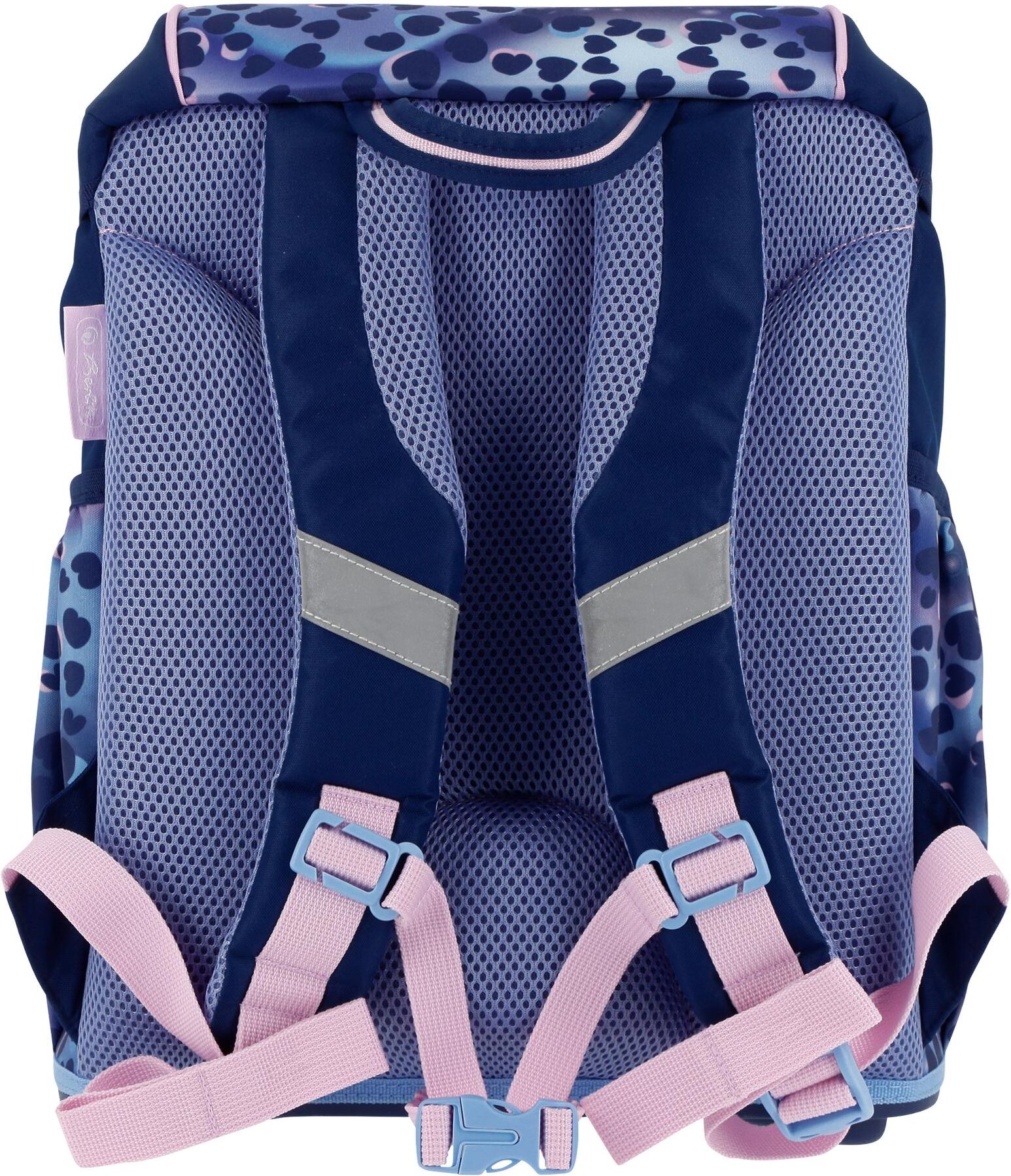 Schulranzen HERLITZ "UltraLight 4-teilig", Kinder, Gr. B/H/T: 32cm, blau (dunkelviolett, mehrfarbig, rosa), Rucksäcke Schulranzen dunkelviolett, mehrfarbig, rosa B/H/T: 32cm