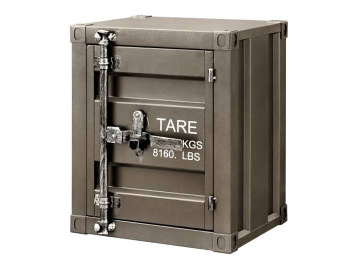 riess-ambiente Schrank GLOBETROTTER - 41x49x35cm - anthrazit - Metall Unikat, handlackiert, 2 Fächer, abschließbare Tür, belastbar bis 20 kg, pflegeleicht