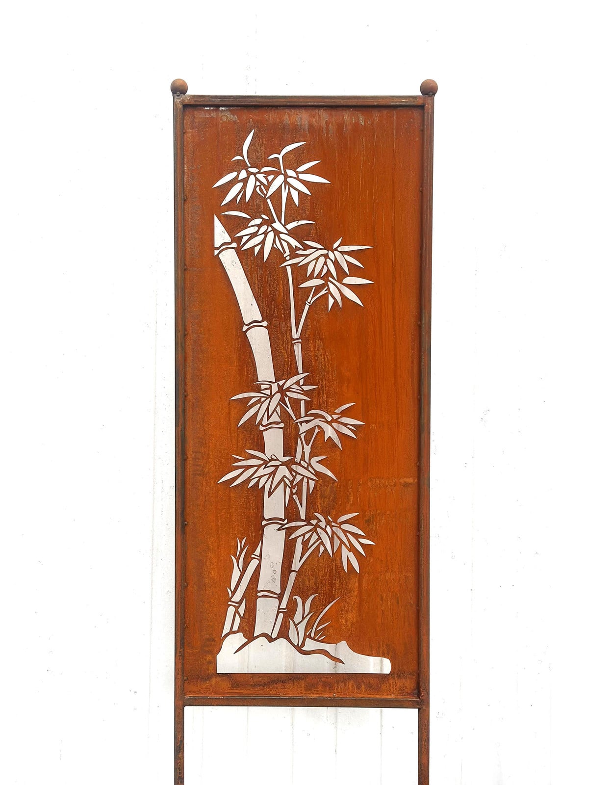 Steinfigurenwelt Gießen Edelrost privacy scherm met bamboedesign, H 162 x B 53 cm