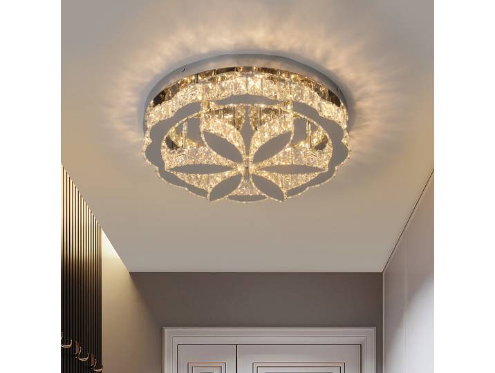 VETRULUS Lustre LED Moderne Plafonnier Chrome Chambre à Coucher Salle à Manger Suspension Lampes Décoration Cristal
