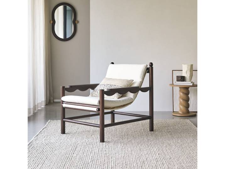 Sessel aus Mindiholz mit naturfarbenem Stoffbezug - Beige - Fabric